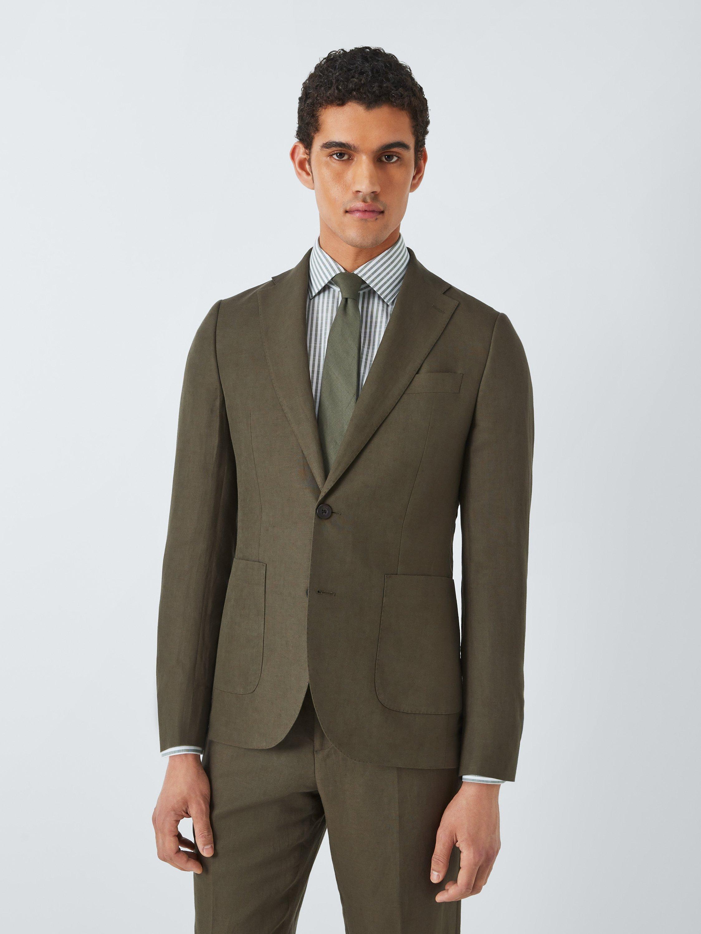 John Lewis Ashwell Linen Blend Regular Fit Suit Jacket, Khaki Green