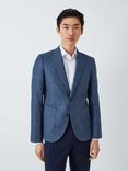 John Lewis Arundel Cotton Blend Check Regular Fit Blazer, Mid Blue