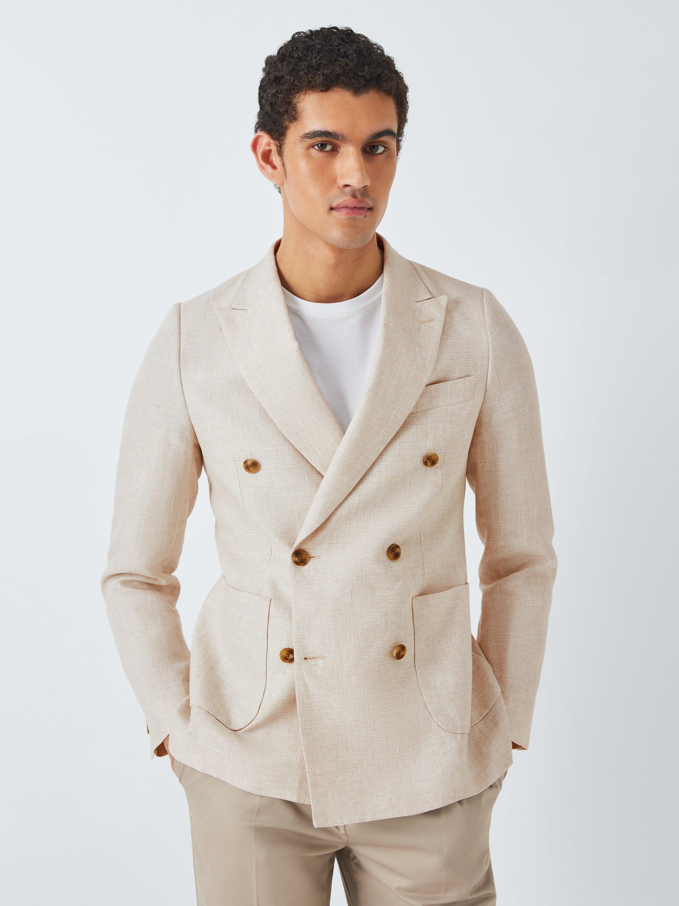 John Lewis Abbott Regular Fit Double Breasted Blazer, Stone