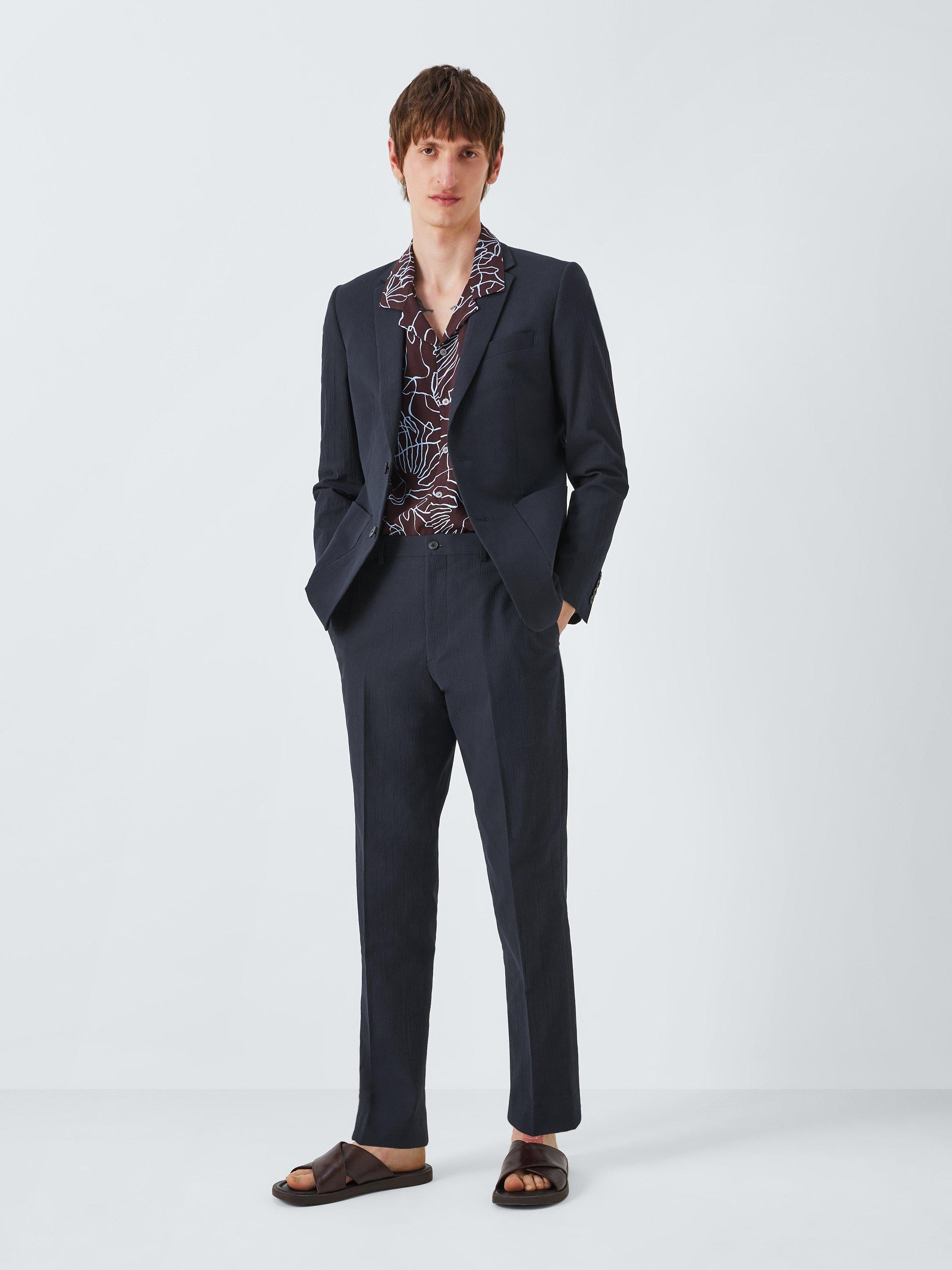 Product image 6 of 8, which shows Kin Asher Cotton Seersucker Slim Fit Suit Jacket, Navy, 40L