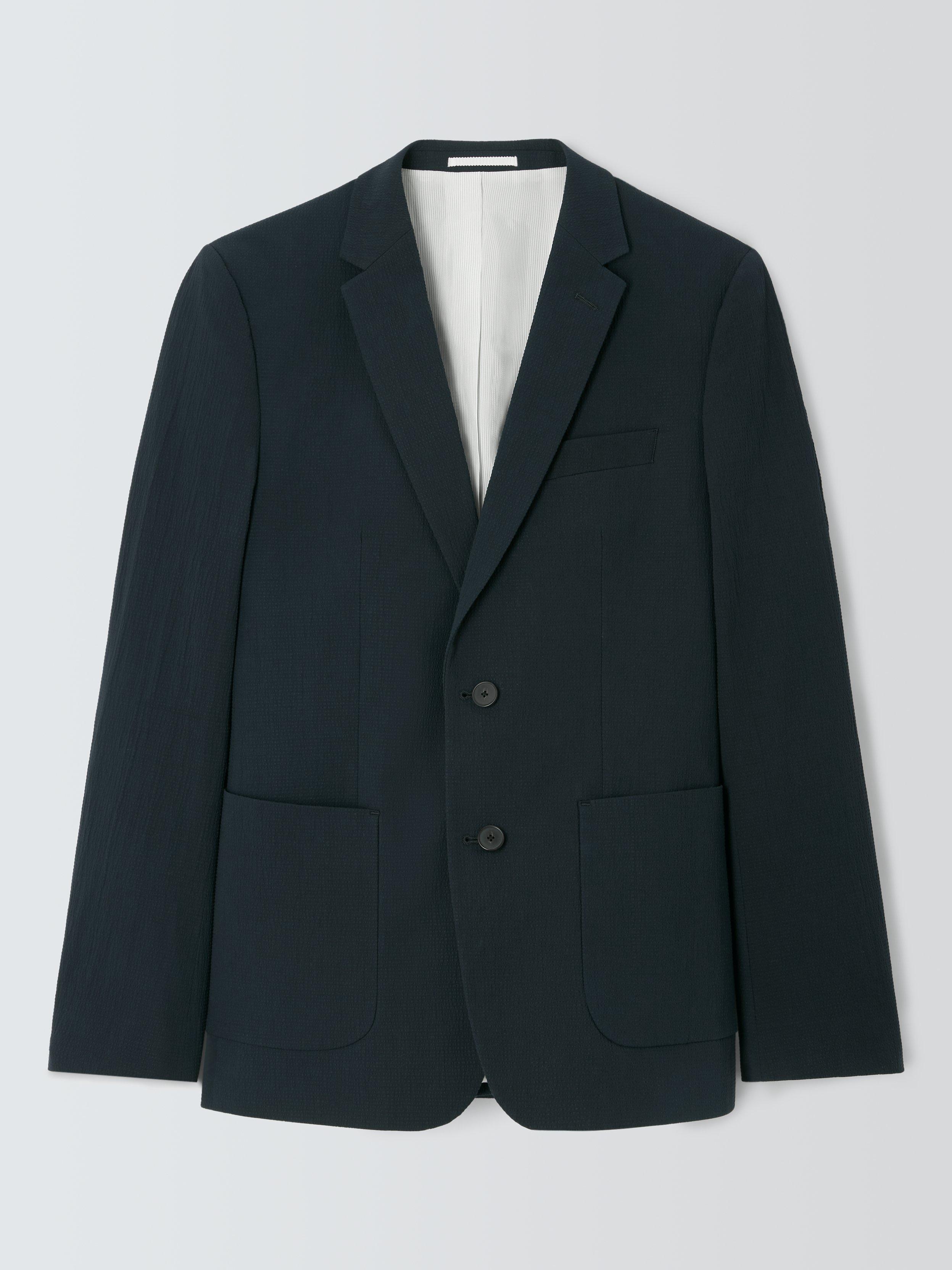 Product image 5 of 8, which shows Kin Asher Cotton Seersucker Slim Fit Suit Jacket, Navy, 40L
