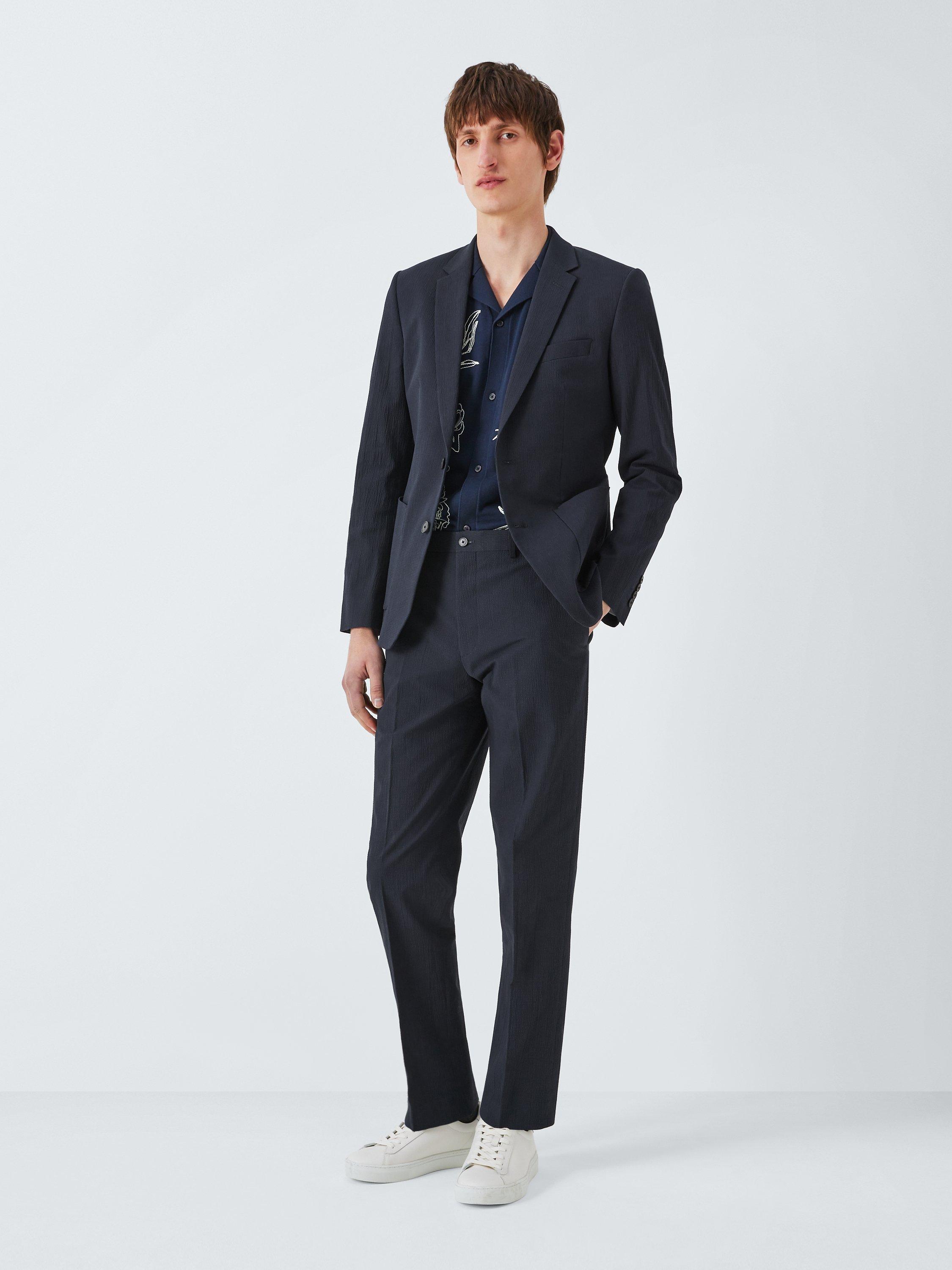 Product image 7 of 8, which shows Kin Asher Cotton Seersucker Slim Fit Suit Jacket, Navy, 40L
