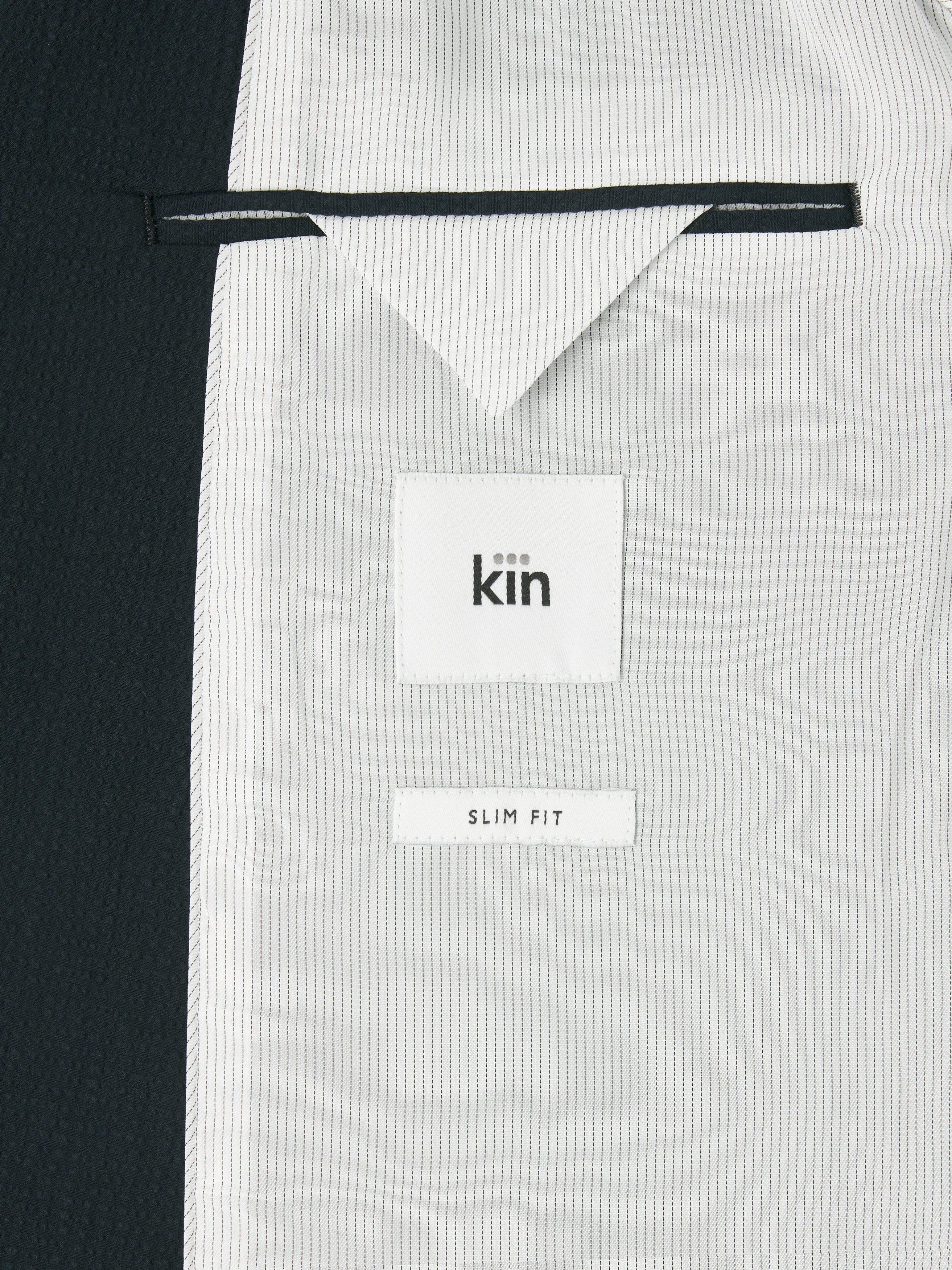 Product image 8 of 8, which shows Kin Asher Cotton Seersucker Slim Fit Suit Jacket, Navy, 40L