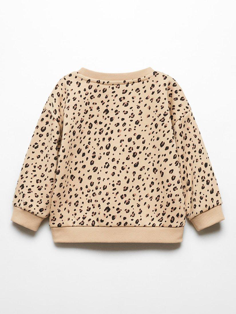 Product image 2 of 4, which shows Mango Baby Mancha Animal Print Sweatshirt, Light Beige, 12-18 months