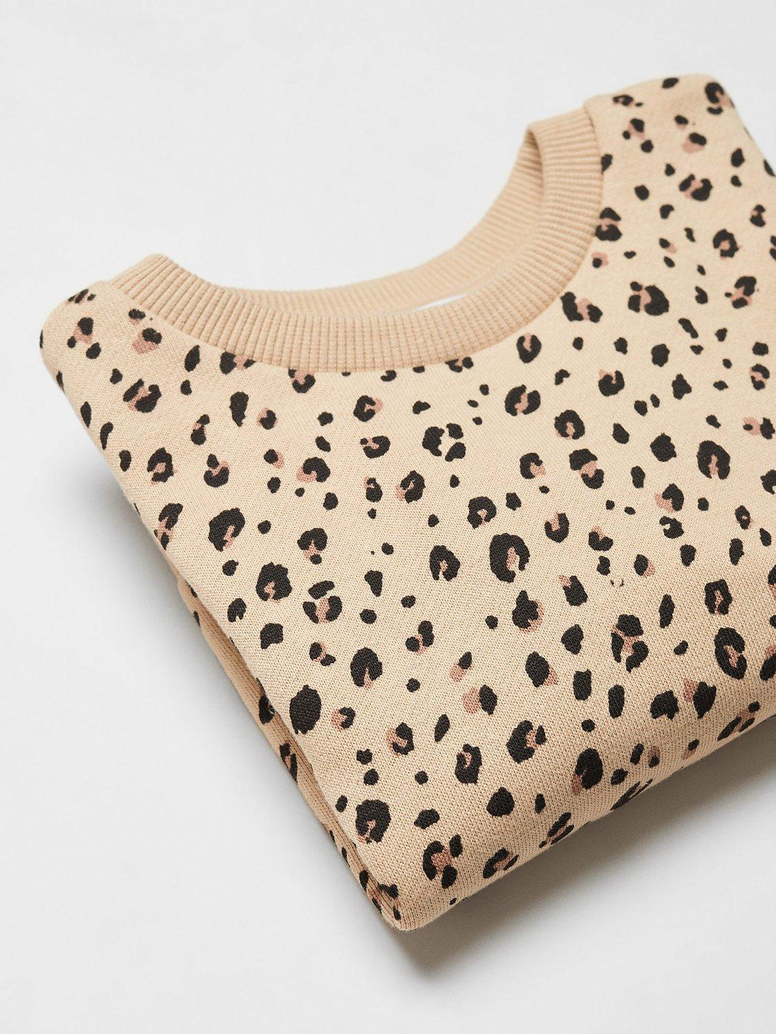Product image 3 of 4, which shows Mango Baby Mancha Animal Print Sweatshirt, Light Beige, 12-18 months