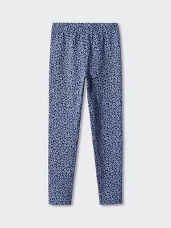 Mango Kids' Eliop Floral Print Leggings, Navy - view 2, Navy