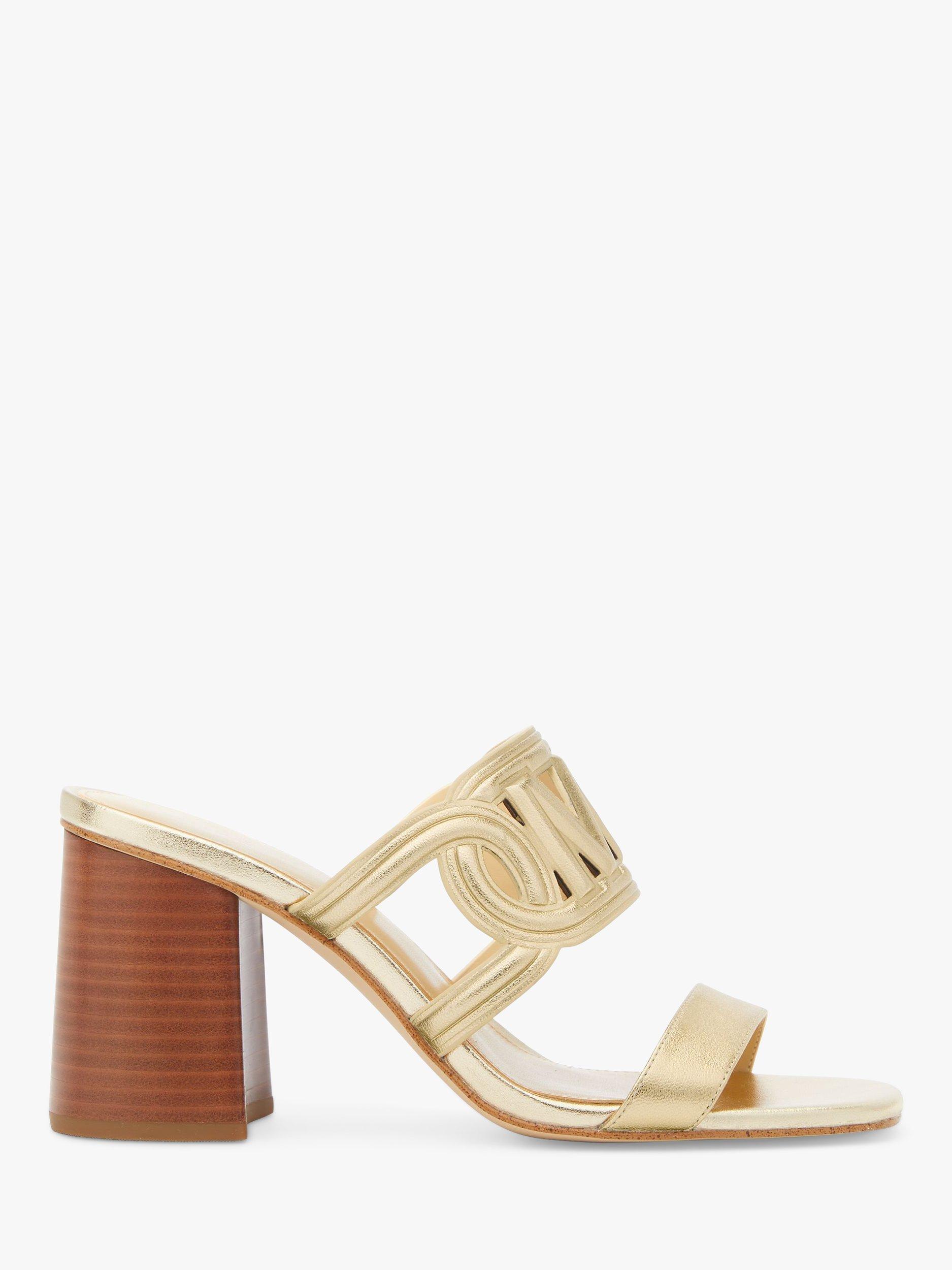 MICHAEL Michael Kors Almda Leather Heeled Mule Sandals, Pale Gold
