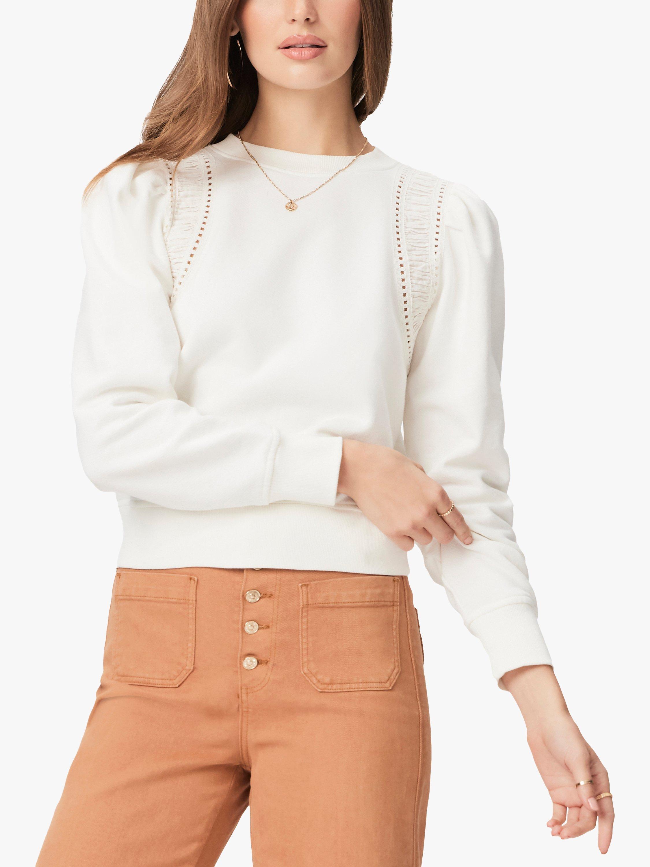 PAIGE Dorea Poplin Trim Sweatshirt, Ivory