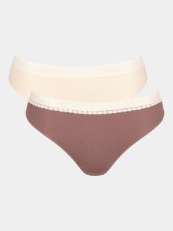 sloggi GO Ribbed Tai Briefs, Pack of 2 - view 2, Brown/Cream