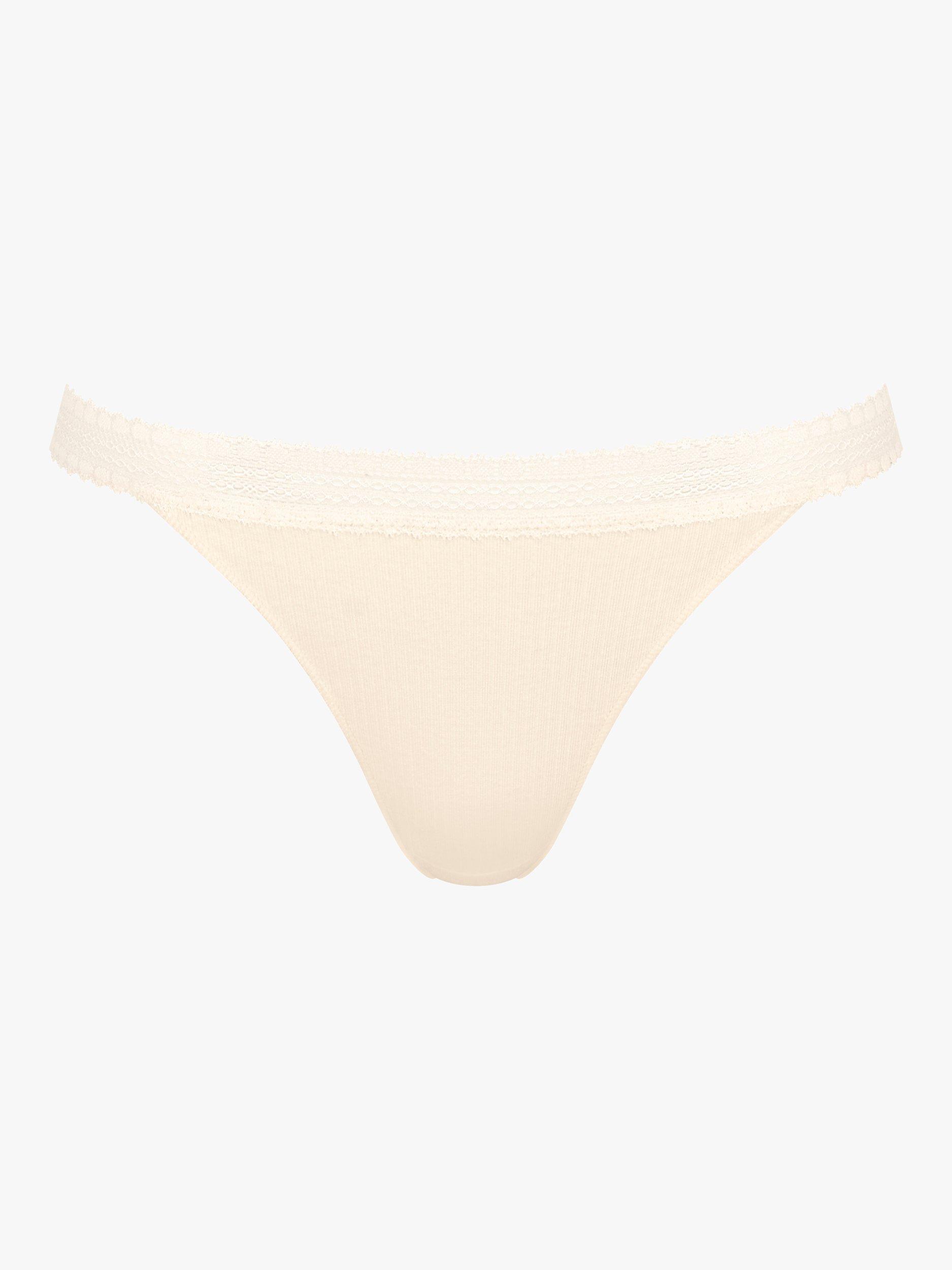 Product image 6 of 9, which shows sloggi GO Ribbed Lace Tanga Briefs, Brown, L