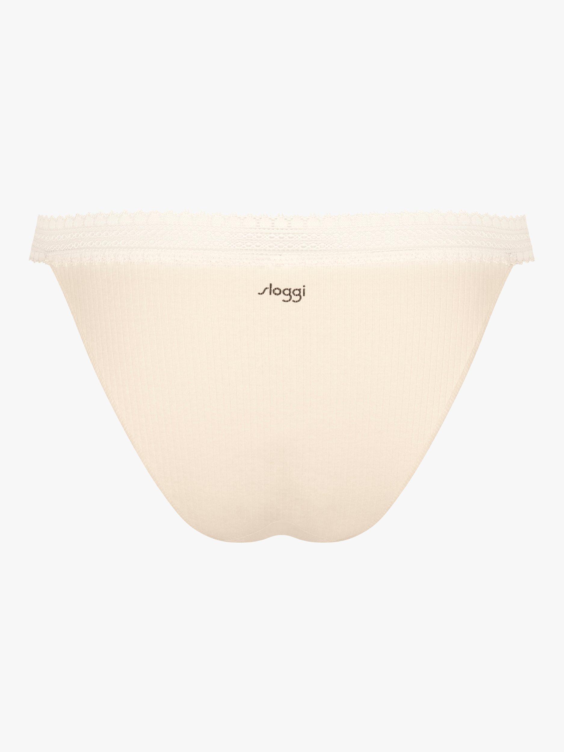Product image 8 of 9, which shows sloggi GO Ribbed Lace Tanga Briefs, Brown, L