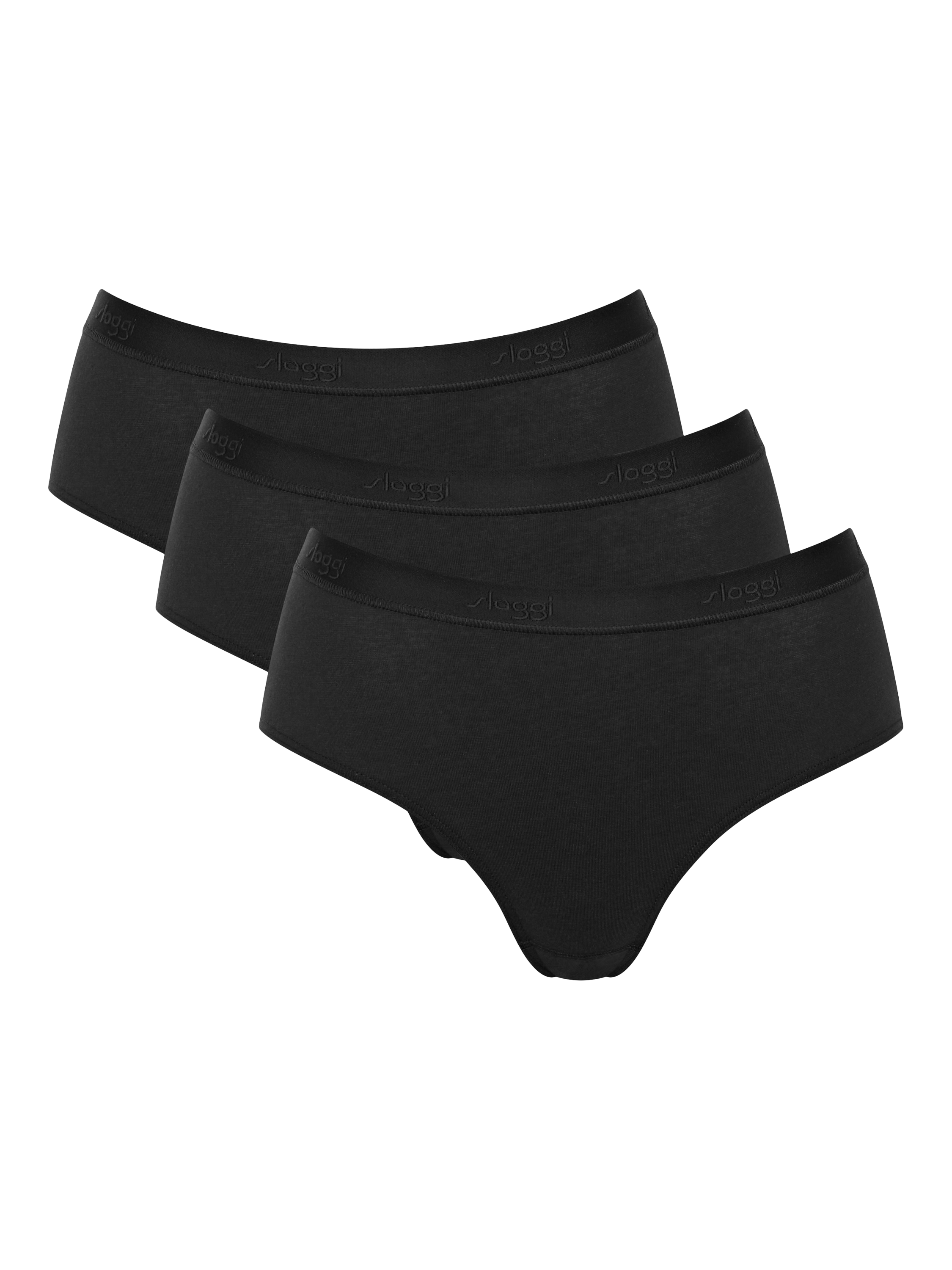 Product image 1 of 5, which shows sloggi GO Casual Midi Knickers, Pack of 3, Black, XS