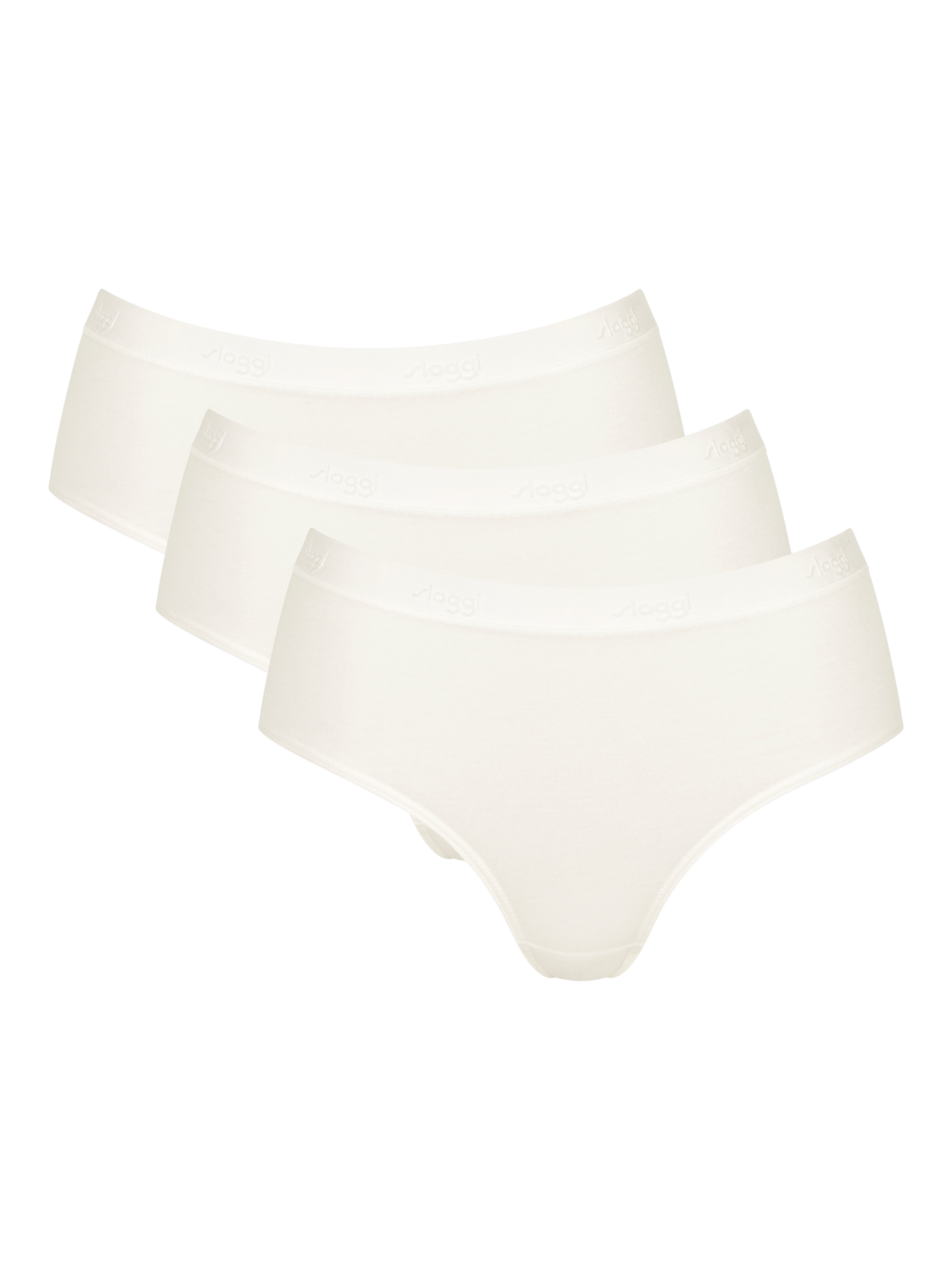 Product image 1 of 5, which shows sloggi GO Casual Midi Knickers, Pack of 3, Silk White, XS