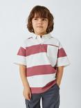 John Lewis Kids' Stripe Short Sleeve Polo Shirt, Yellow/Blue