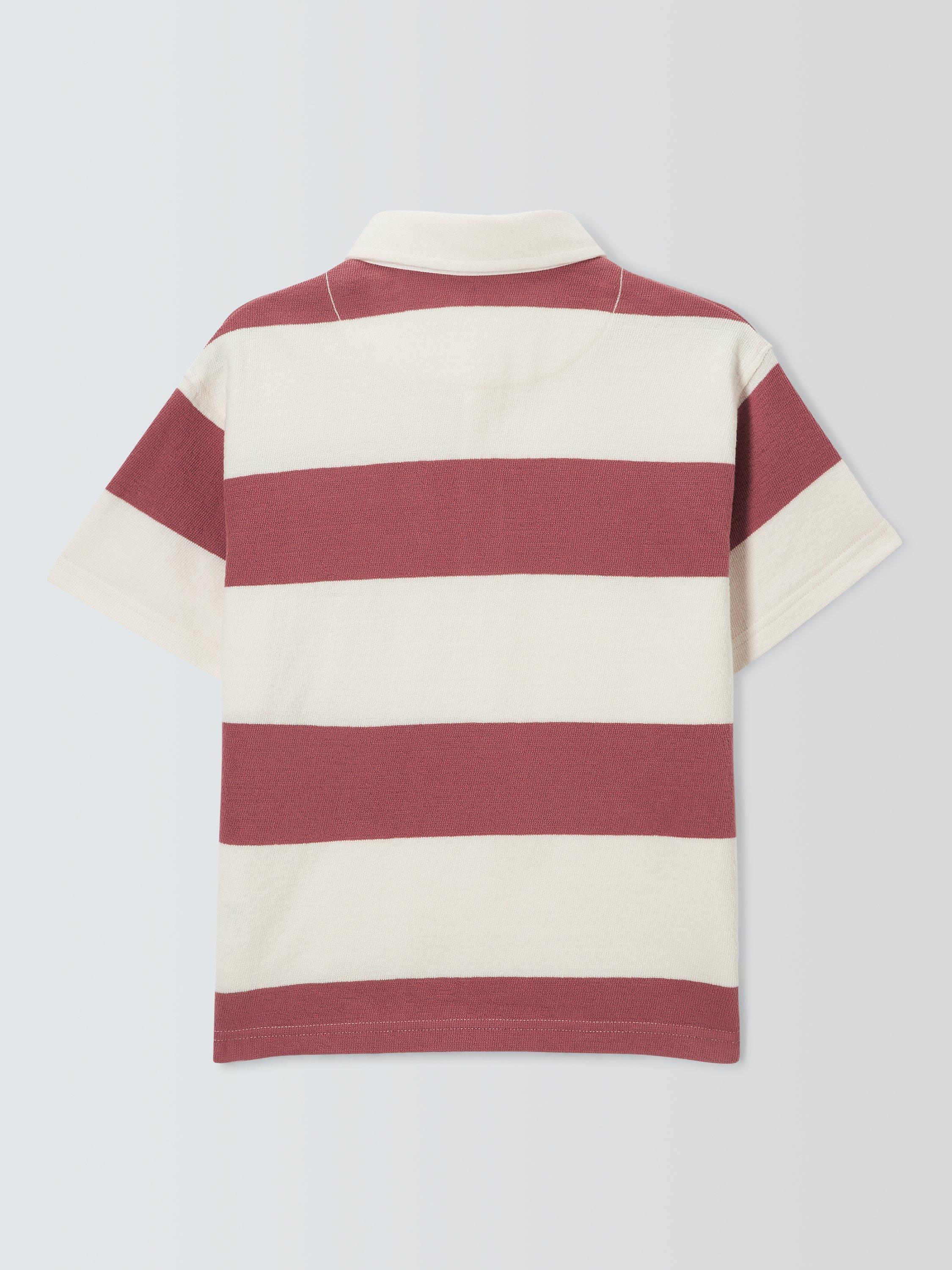 Product image 7 of 7, which shows John Lewis Kids' Block Stripe Pocket Polo Shirt, Red/Multi, 2 years