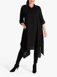 chesca Textured Shirt Dress, Black