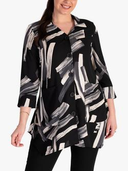 chesca Abstract Print Chiffon Shirt, Black/Cream, Black/Cream