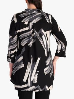 chesca Abstract Print Chiffon Shirt, Black/Cream - view 2, Black/Cream