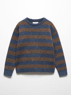 Mango Kids' Philip Stripe Jumper, Medium Blue, Medium Blue
