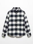 Mango Baby Xavi Cotton Check Shirt, Light Beige/Black