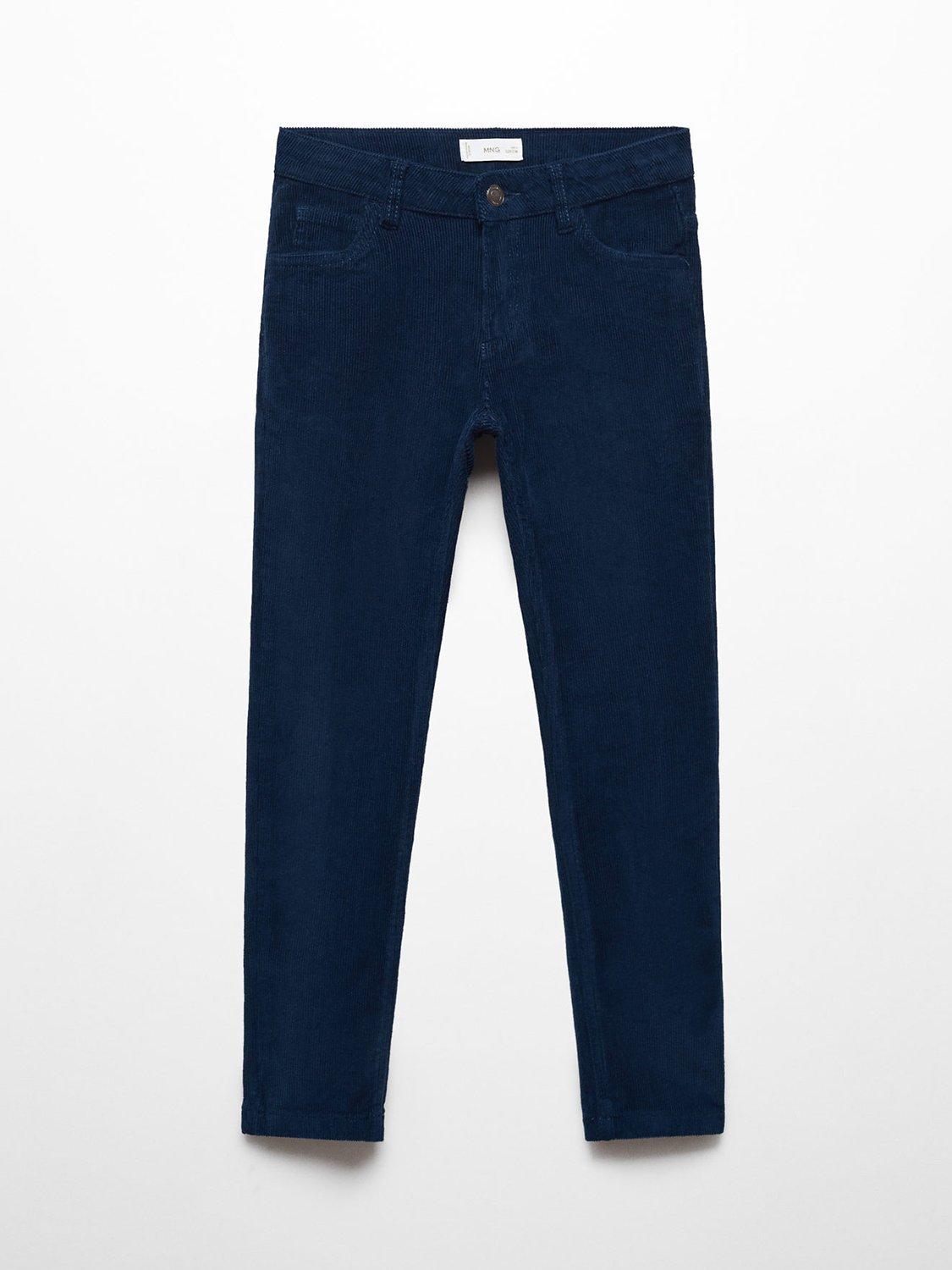 Mango Kids' Borja Corduroy Straight Trousers, Navy