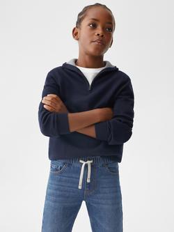 Mango Kids' Santi Drawstring Waist Jeans, Open Blue