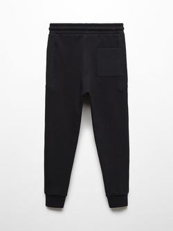 Mango Kids' Zip Pocket Detail Draw String Joggers, Black - view 2, Black
