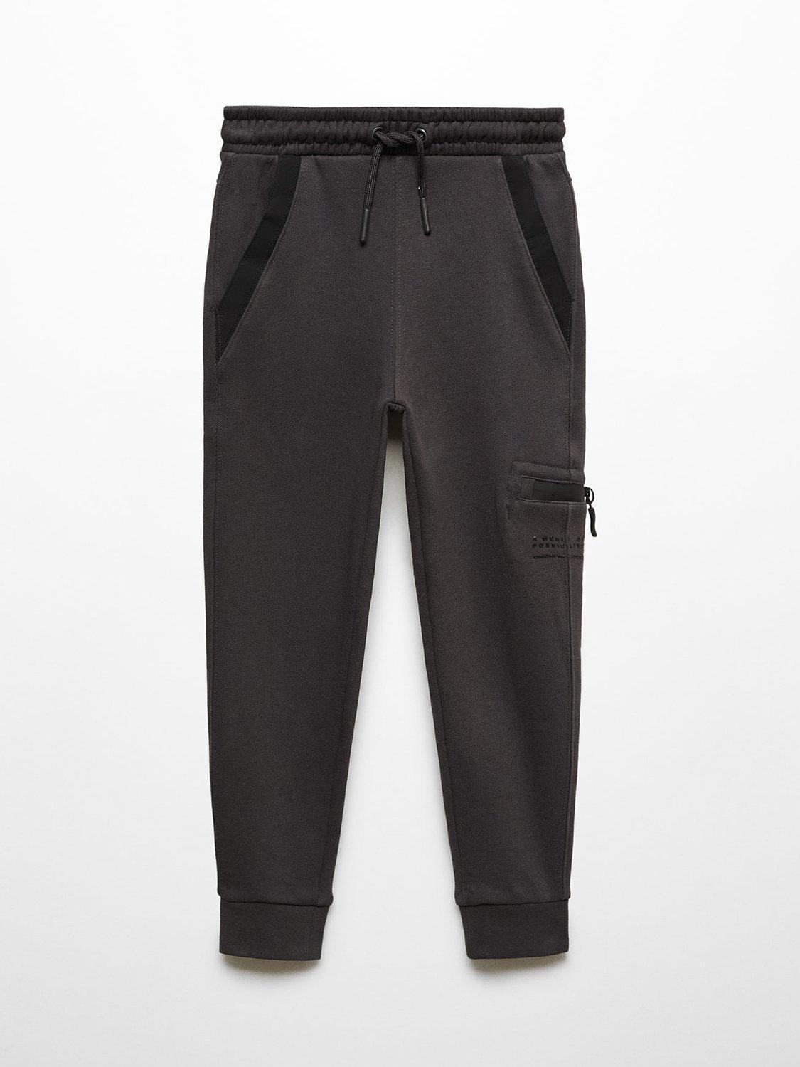 Mango Kids' Possibilities Pocket Detail Draw String Joggers, Charcoal