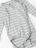 Polarn O. Pyret Baby Organic Cotton Stripe Wrap Over Bodysuit, Grey/White