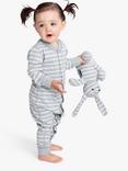 Polarn O. Pyret Baby Orgnaic Cotton Stripe Romper, Grey