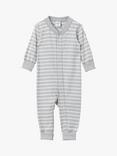 Polarn O. Pyret Baby Orgnaic Cotton Stripe Romper, Grey