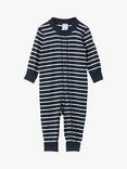 Polarn O. Pyret Baby Organic Cotton Stripe Long Sleeve Romper, Blue