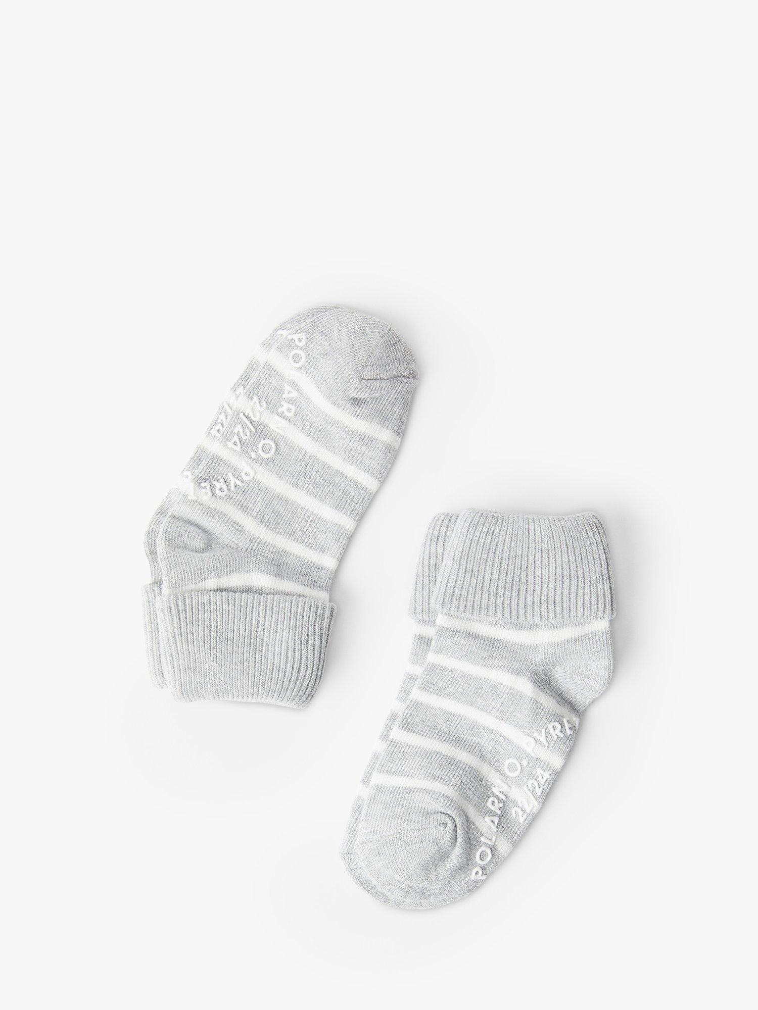 Polarn O. Pyret Kids' Anti-Slip Stripe Socks, Pack of 2, Grey