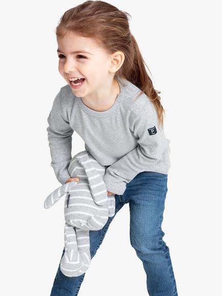 Polarn O. Pyret Kids' Organic Cotton Long Sleeve T-Shirt, Grey, Grey