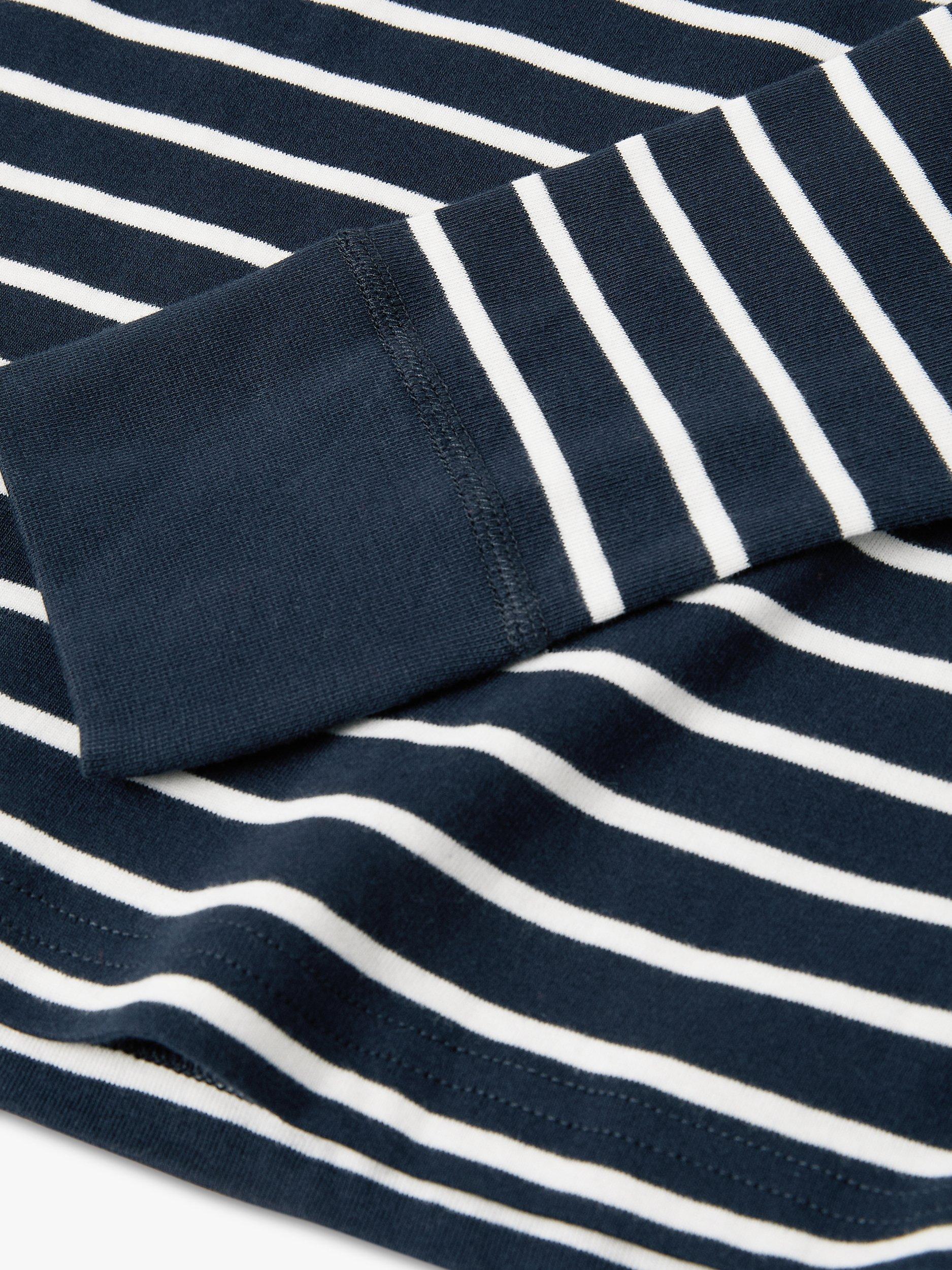 Polarn O. Pyret Baby Organic Cotton Stripe Long Sleeve Top, Blue, 6-9 months