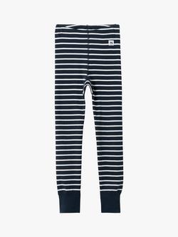 Polarn O. Pyret Kids' Organic Cotton Stripe Leggings - view 2, Blue