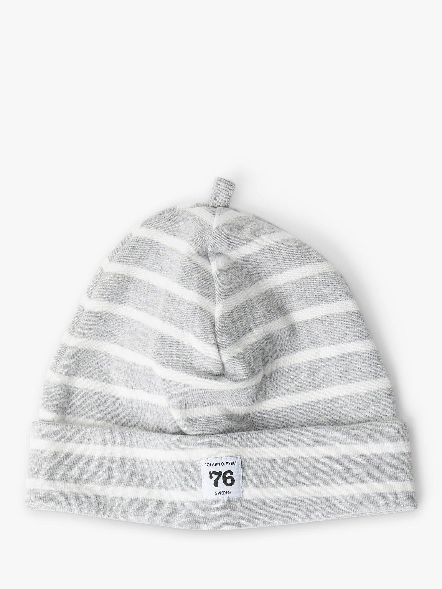 Polarn O. Pyret Baby Organic Cotton Striped Hat, Grey, Earl years