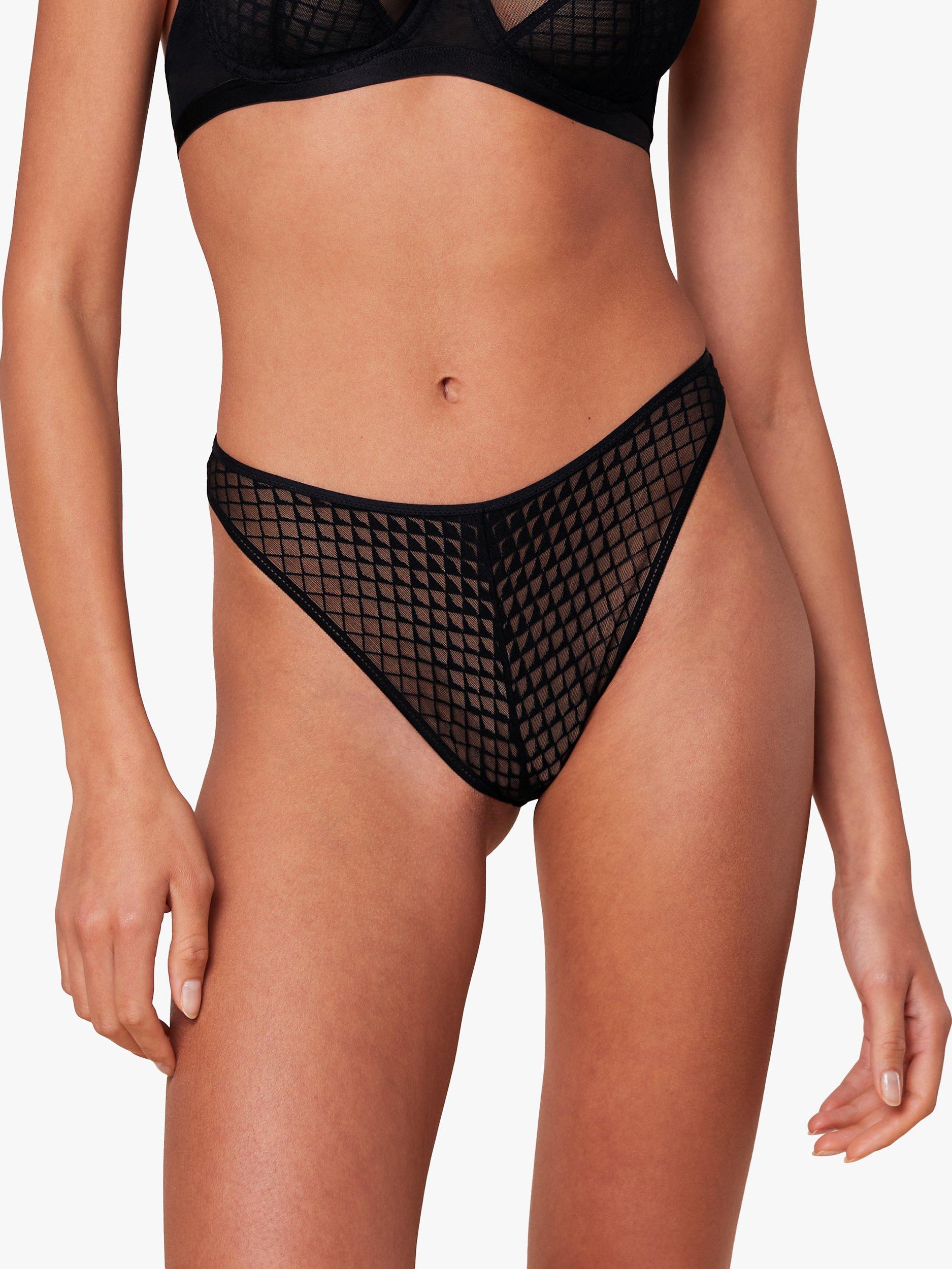 Triumph Mysterious Spotlight High Leg Brazilian Knickers, Black