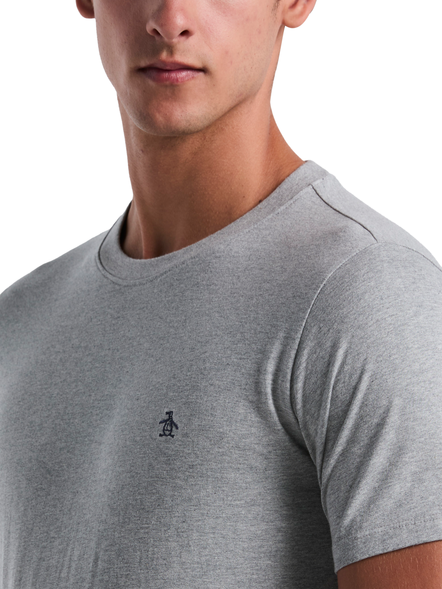 Product image 3 of 3, which shows Original Penguin Pin Point Embroidery T-Shirt, Rain Hthr, S