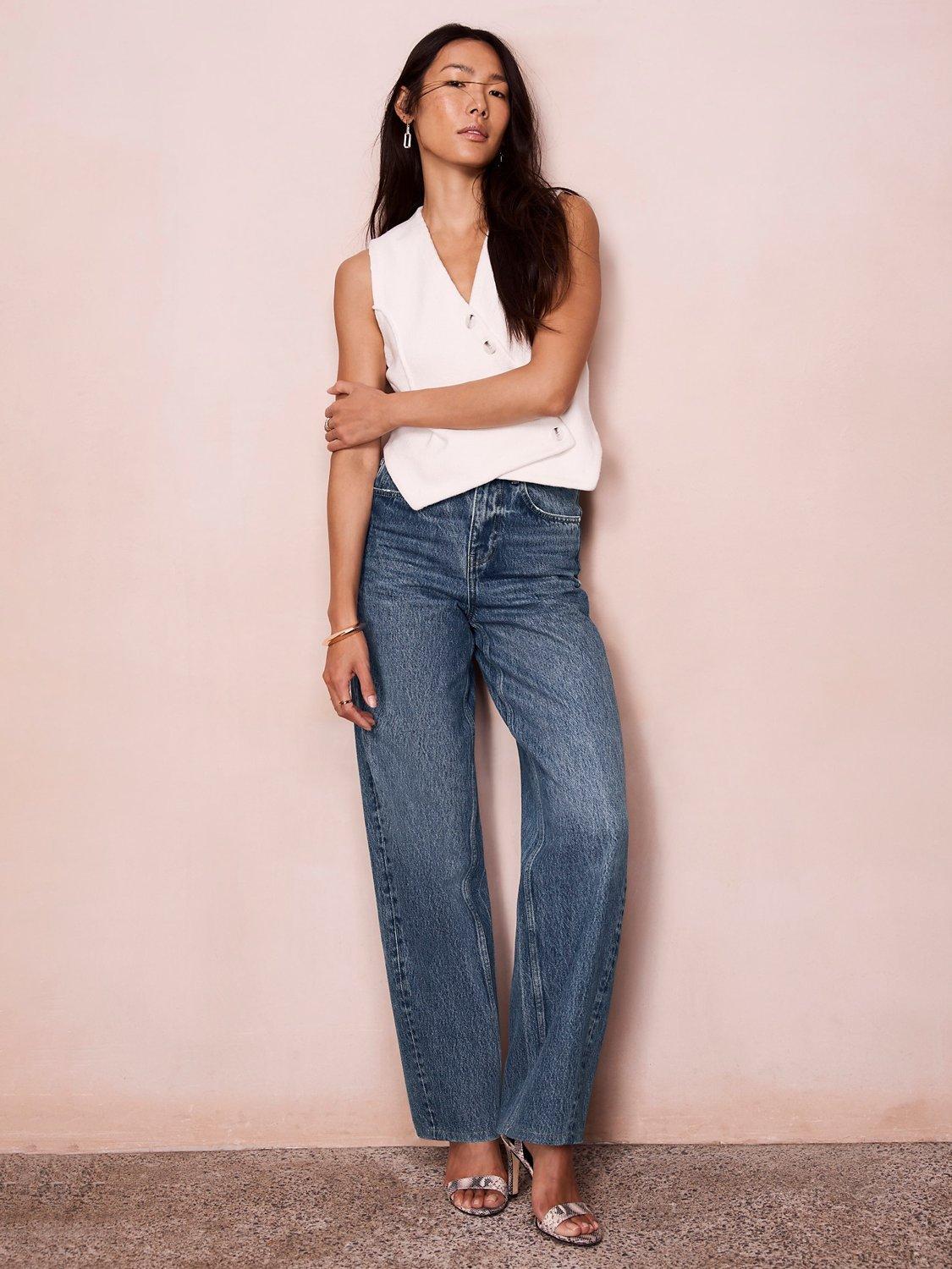Mint Velvet Easy Barrel Jeans, Mid Indigo