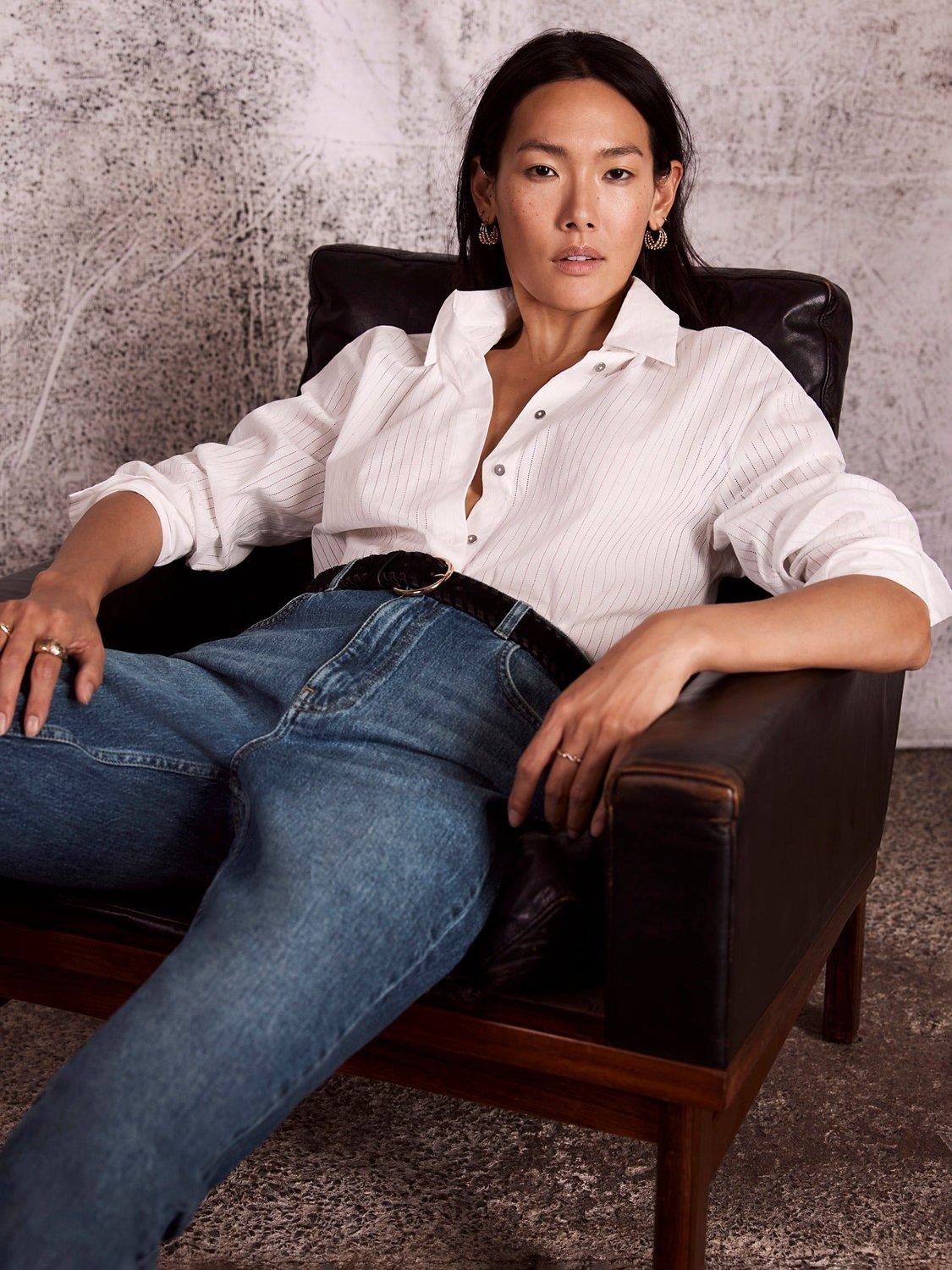 Product image 3 of 6, which shows Mint Velvet Mid Rise Slim Leg Jeans, Indigo, 8R