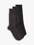 BOSS Ribbed Iconic Logo Cotton Blend Socks, Pack of 3