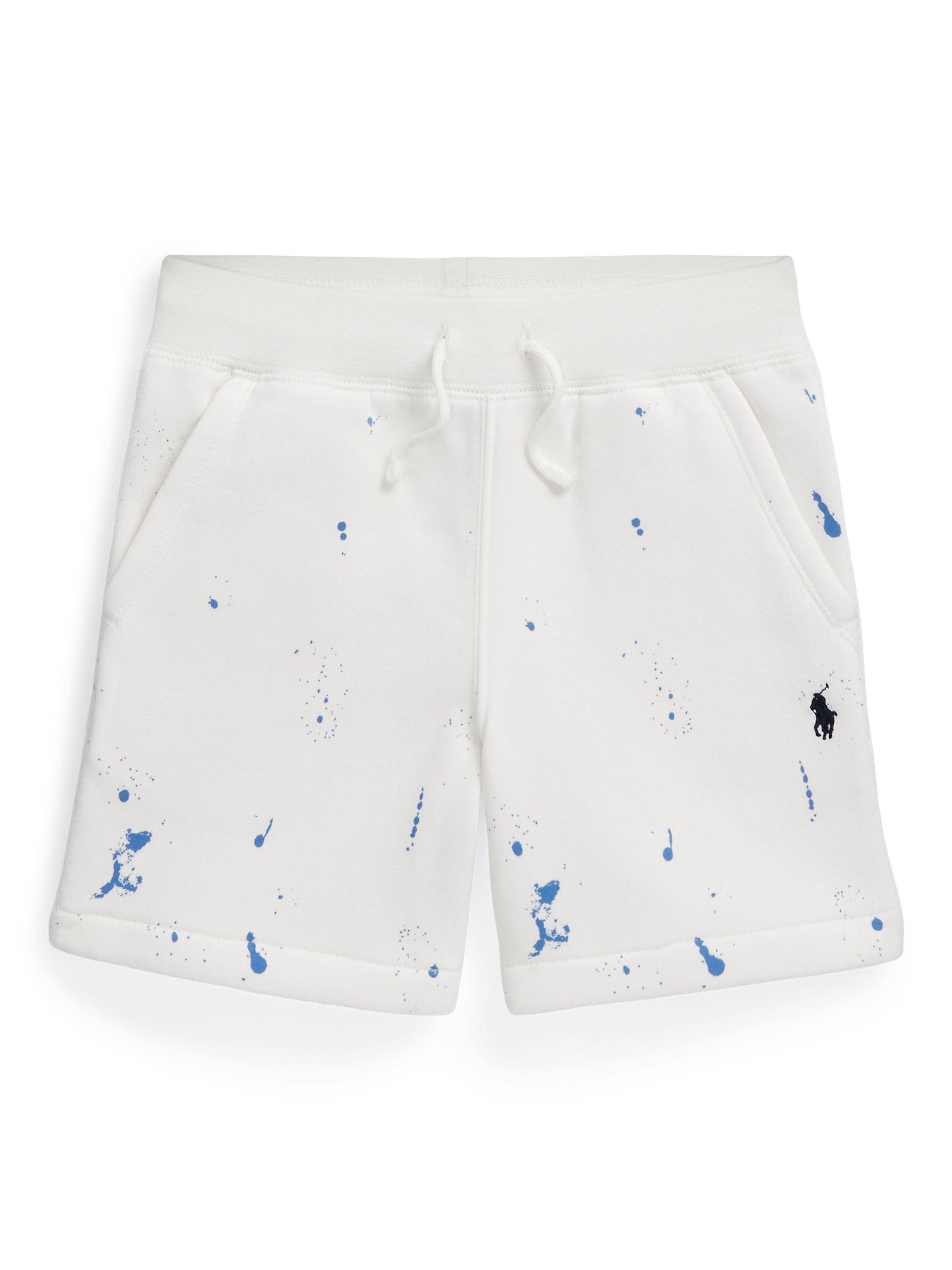 Ralph Lauren Kids' Athletic Paint Splater Print Shorts, Deckwash White