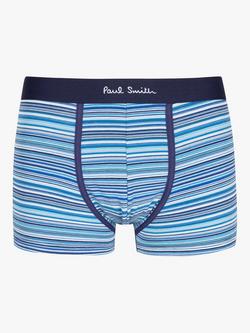 Paul Smith Signature Stripe Organic Cotton Blend Trunks, Pack of 3, Blue/Multi - view 2, Blue/Multi