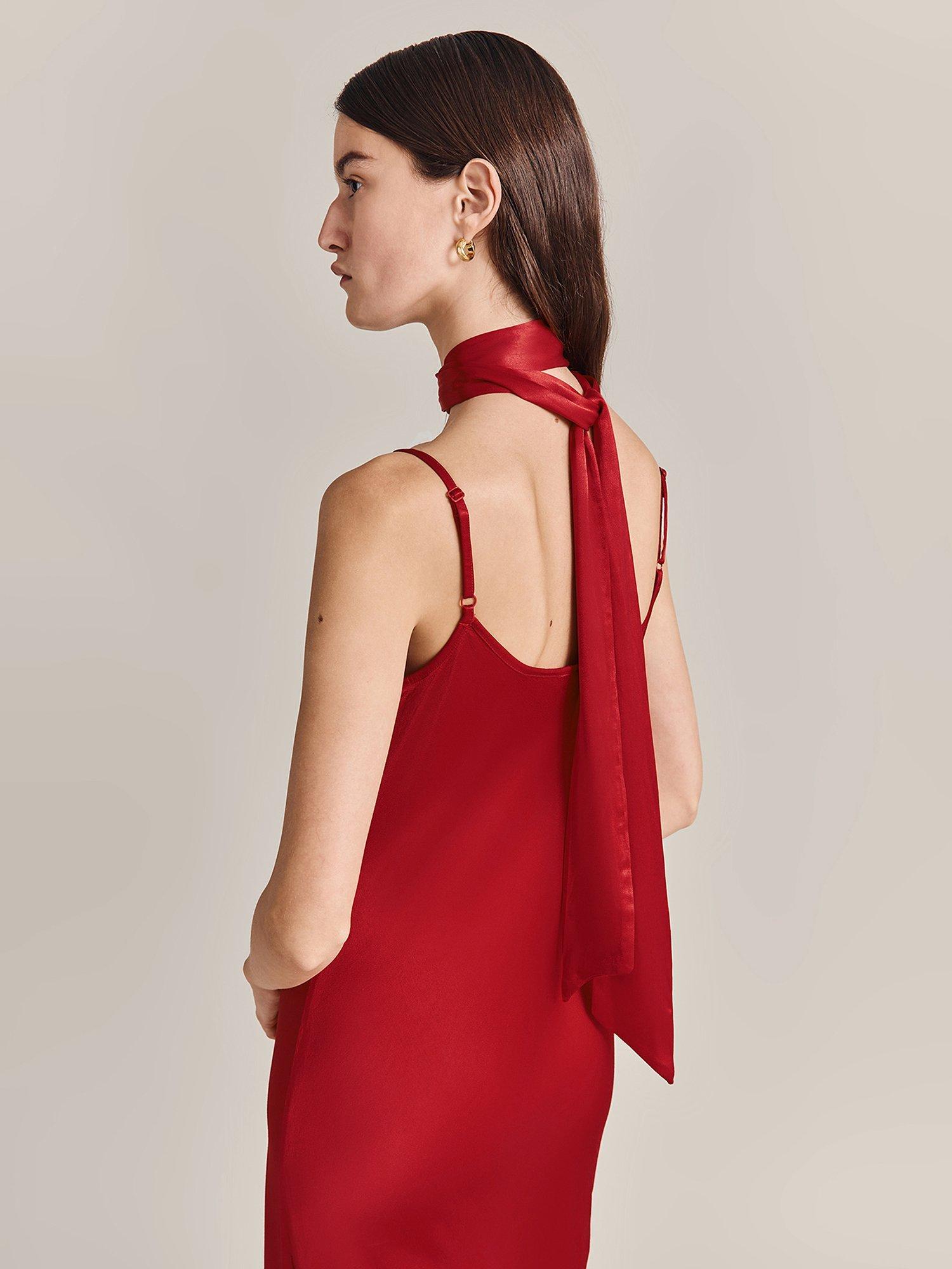 Product image 1 of 1, which shows Ghost Alice Super Skinny Satin Scarf, Red, One Size