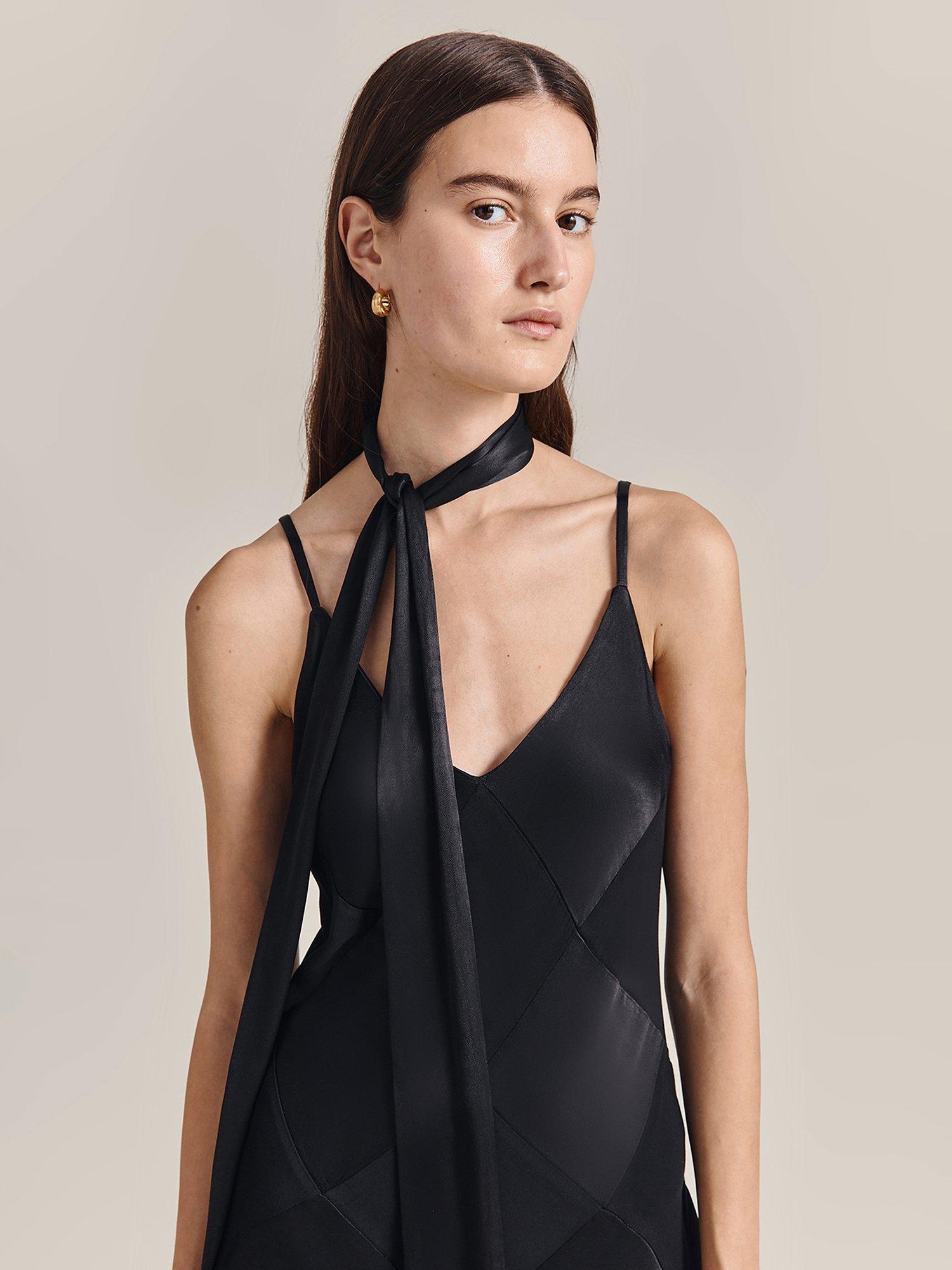 Product image 1 of 1, which shows Ghost Alice Super Skinny Satin Scarf, Black, One Size