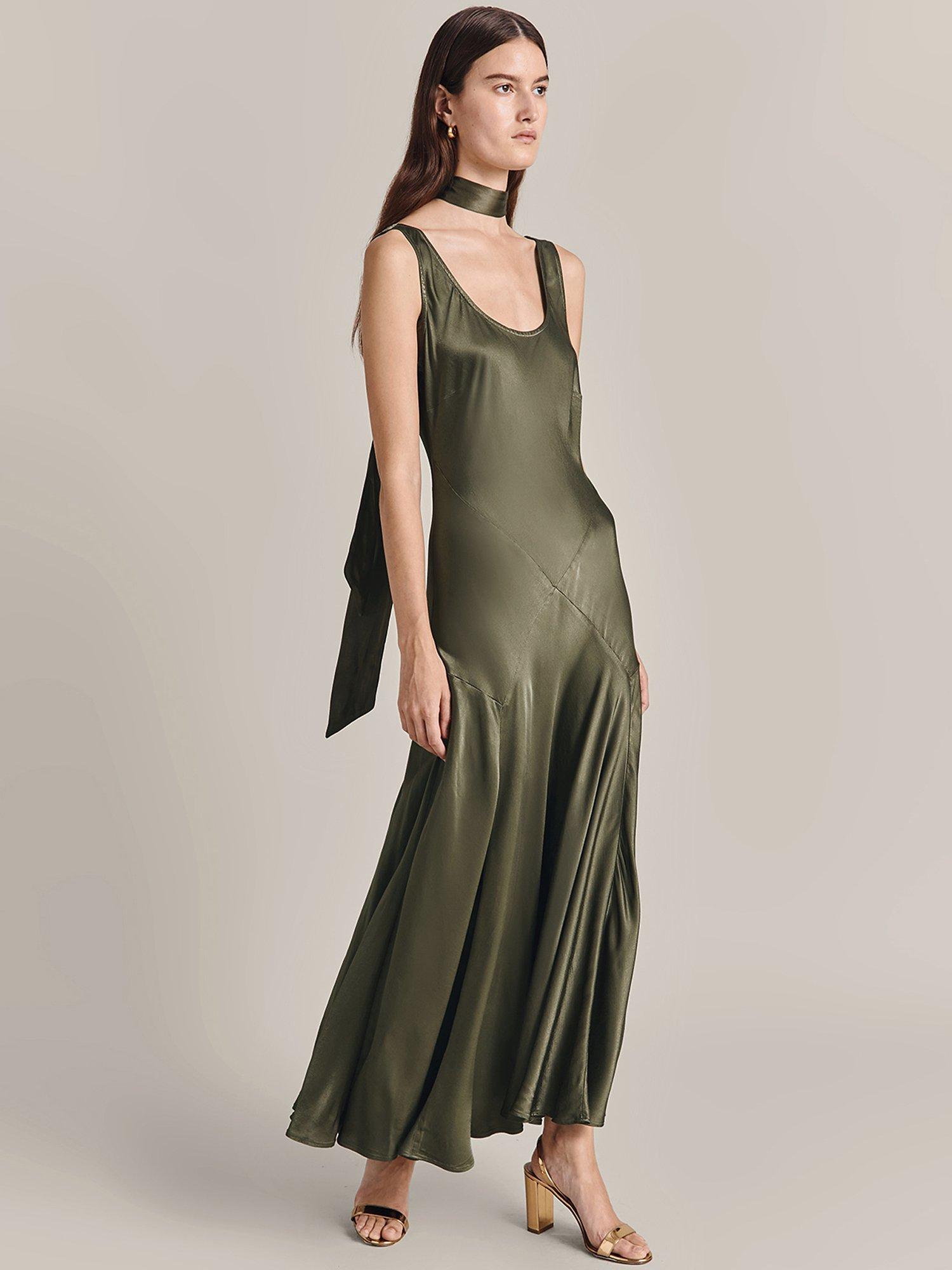 Product image 1 of 1, which shows Ghost Alice Super Skinny Satin Scarf, Green, One Size