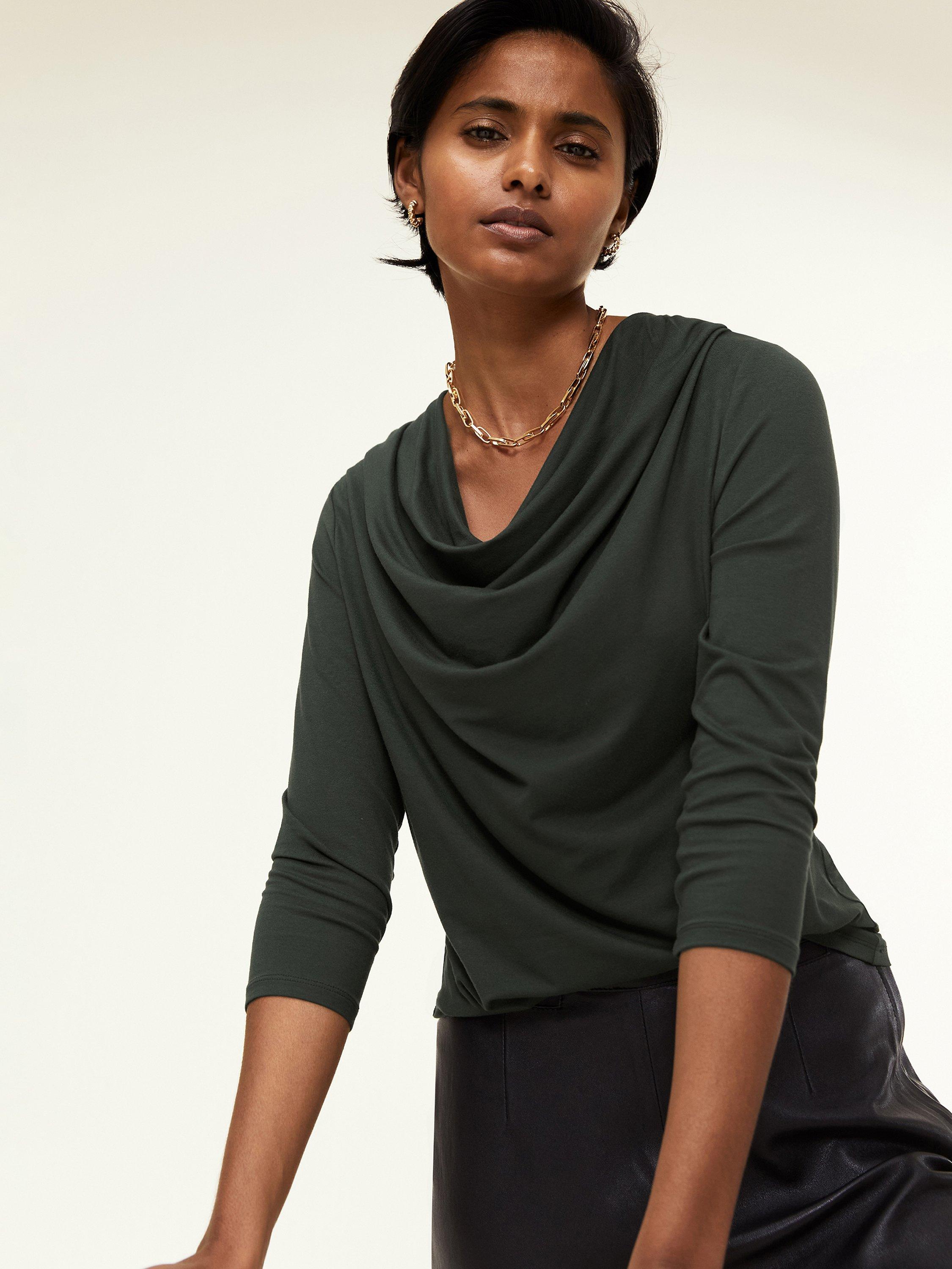 Product image 2 of 4, which shows Baukjen Theodora Cowl Neck Top, Deep Khaki, 8