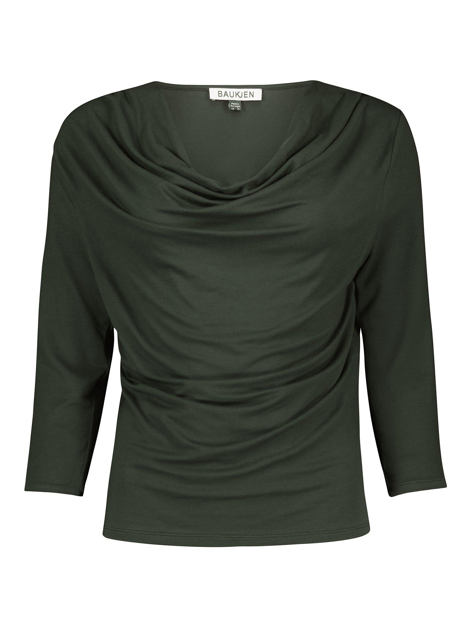 Product image 4 of 4, which shows Baukjen Theodora Cowl Neck Top, Deep Khaki, 8