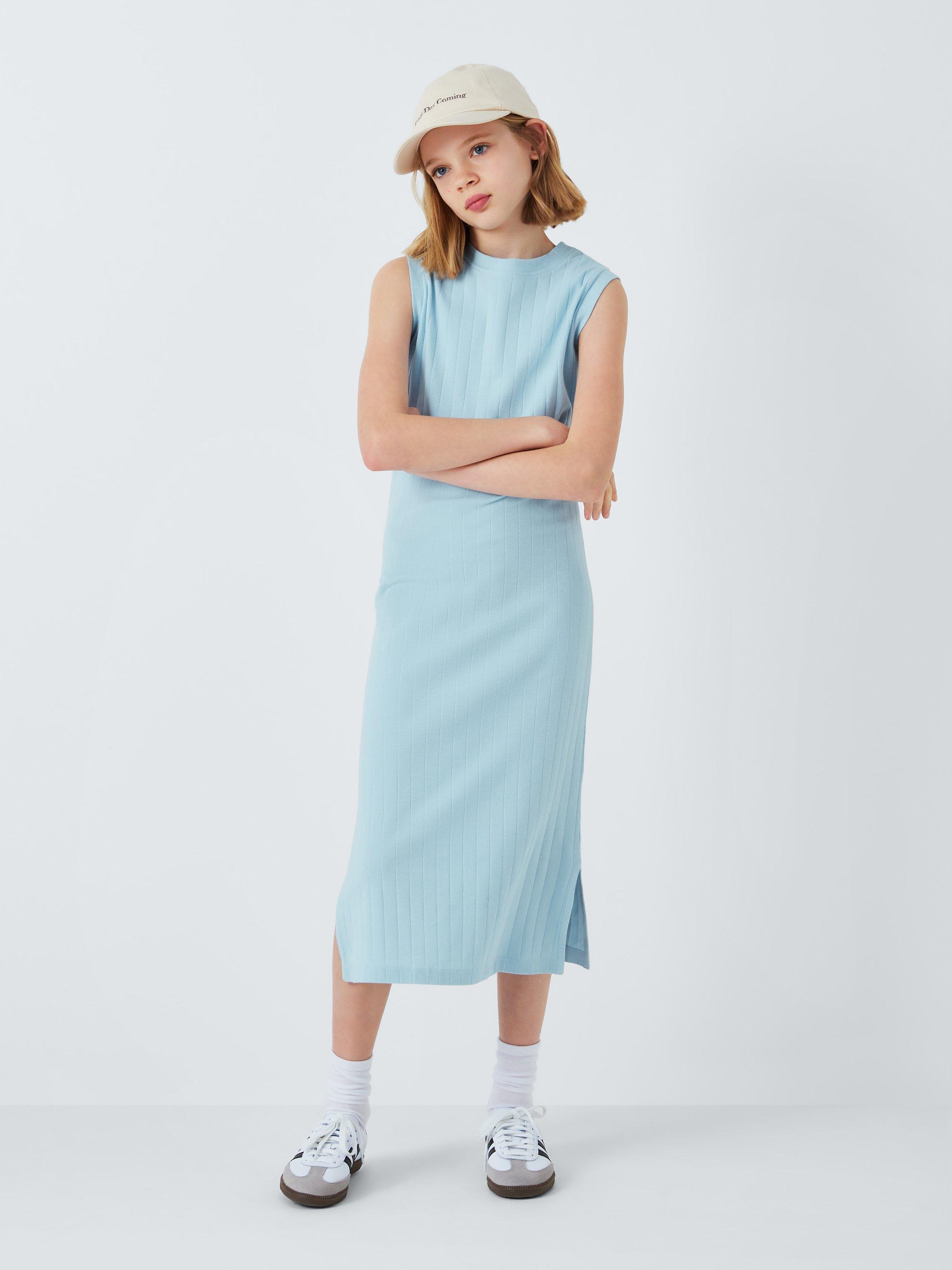 John Lewis Kids' Ribbed Sleeveless Dress, Skyway